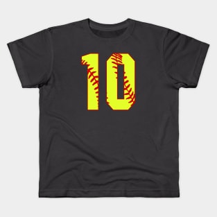 Fastpitch Softball Number 10 #10 Softball Shirt Jersey Uniform Favorite Player Biggest Fan Kids T-Shirt